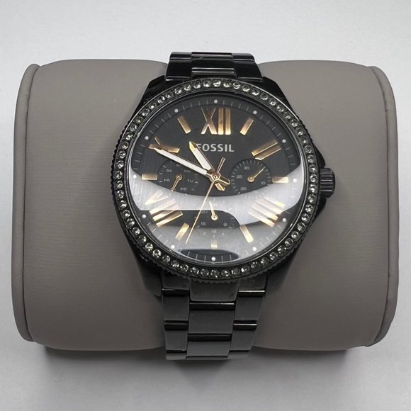 FOSSIL | Cecile Multi-Function Black and Rose Gold Glitz Ladies Watch - Picture 1 of 7